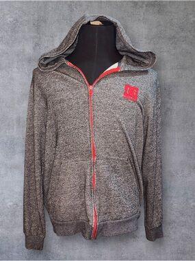 DC Light Gray Pullover Hoodie with Black Trim